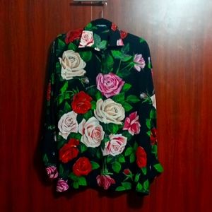 Dolce and Gabbana rose print silk blouse